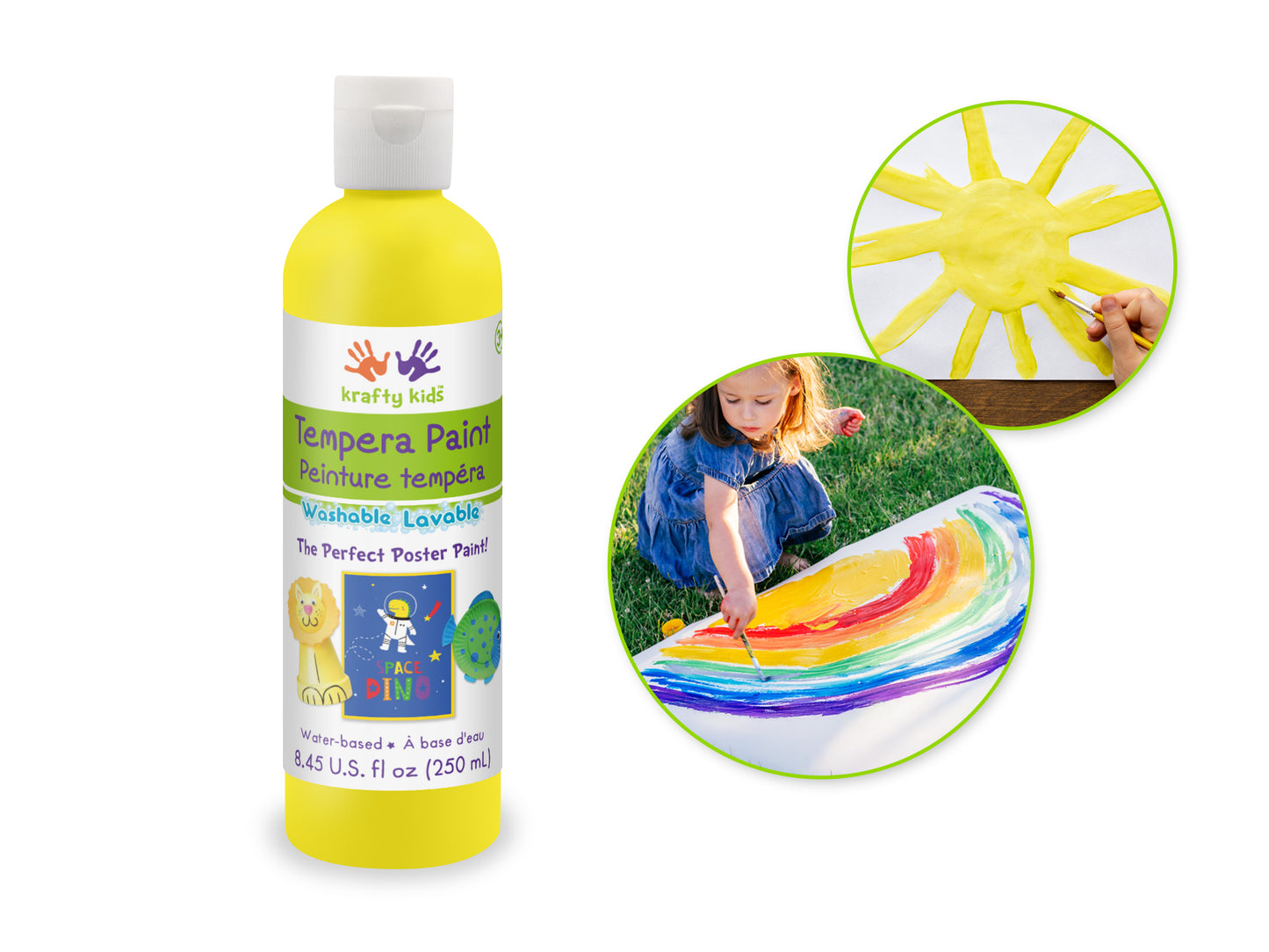 Krafty Kids Paint: 250ml Tempera (8.45oz) I) Yellow