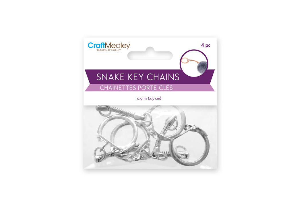 Jewelry Findings: 2.3cm Snake Key Chain 5.8cm(L) x4 B) Silver