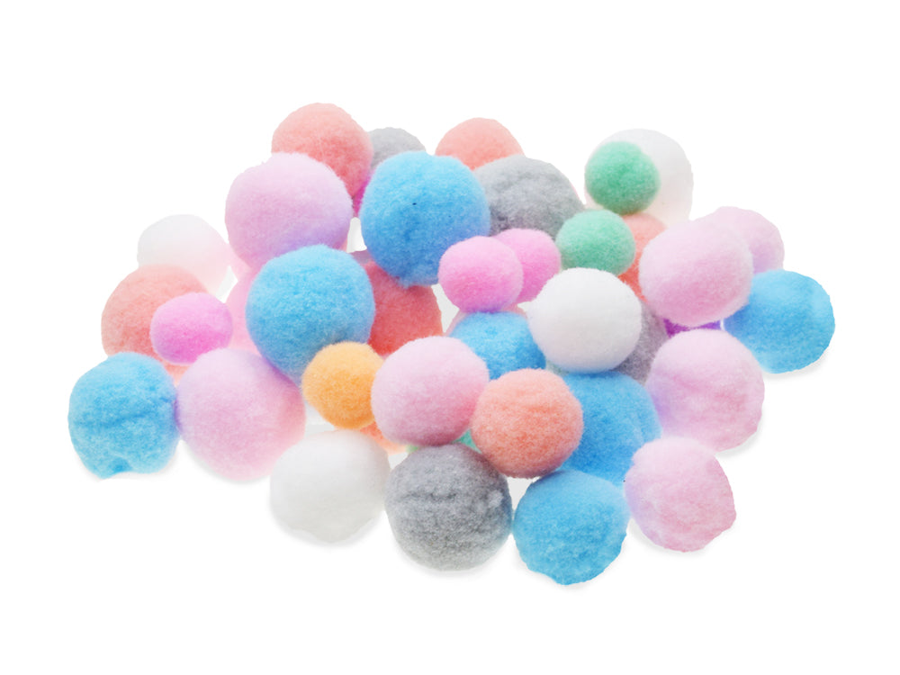 Krafty Kids: Soft-Poms x48 Asst Colors 3 Asst Sizes B) Pastels