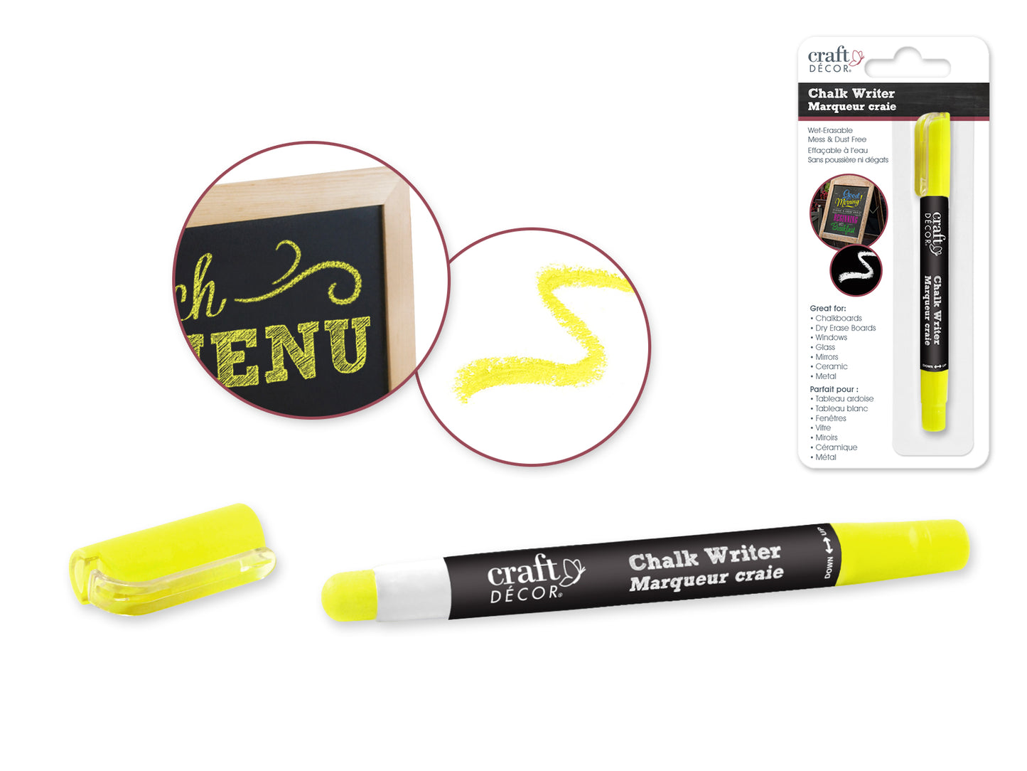 Craft Decor: Chalk Writer Blister-Carded C) Neon Yellow