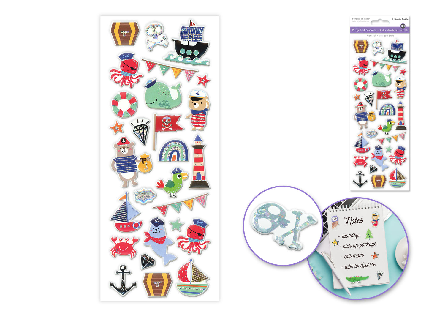 Paper Craft Sticker: 25cmx10cm 3D Puffy Foil F) Sea Pirate