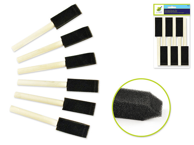 Color Factory: Sponge Brush 6/pk 1" w/Wood Handle