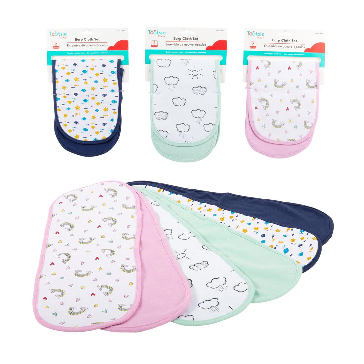 Tootsie Baby,2-pc Burp Cloth,  2 col., h/c