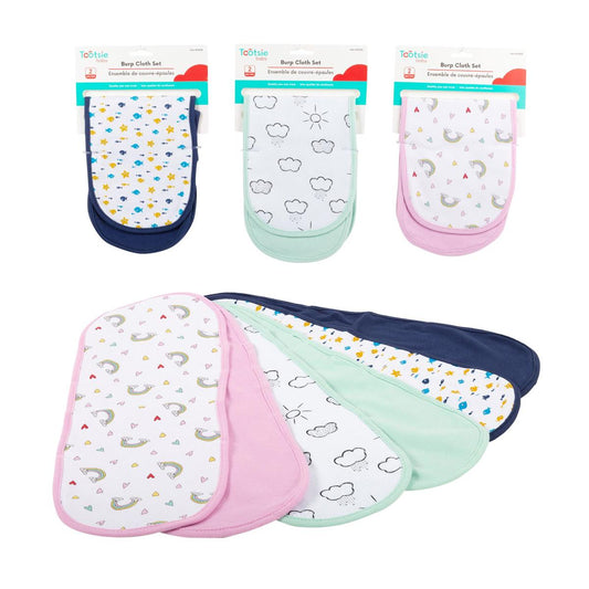 Tootsie Baby,2-pc Burp Cloth,  2 col., h/c