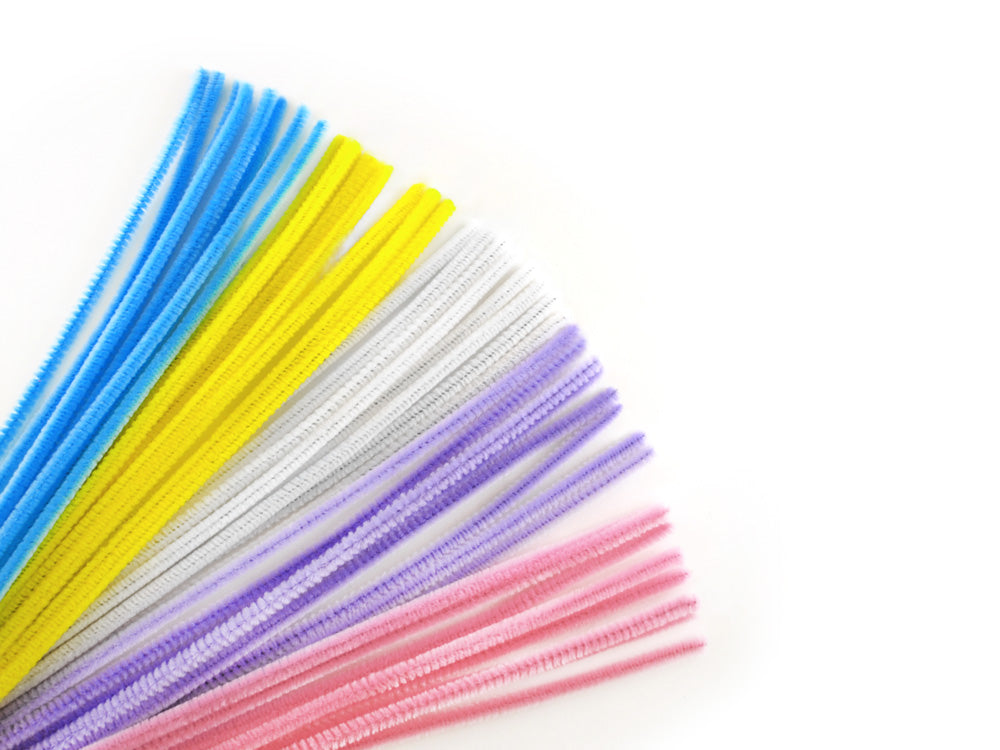 Chenille Stems: 6mmx30cm Standard Pipe Cleaners 40pc K) Pastel Mix