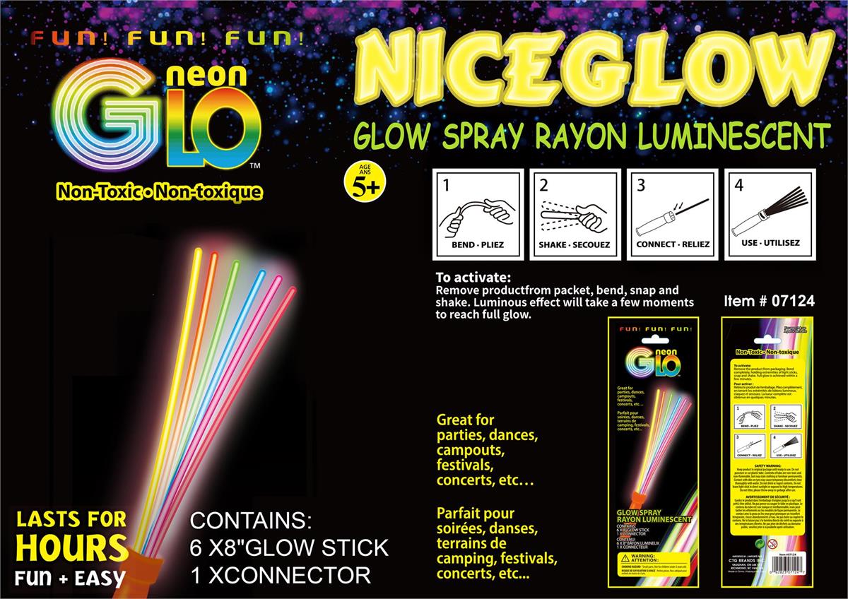 Neon Glo, Spray Toy, 6 Cols mixed