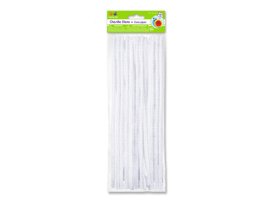 Chenille Stems: 6mmx30cm 100/pk Pipe Cleaners N) White