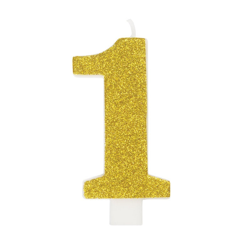 Glitter Number 1 Birthday Candle - Assorted Colors