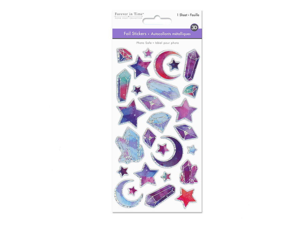 Paper Craft Sticker: 3.8"x6.9" 3D Foil Ombre I) Crystal Moon