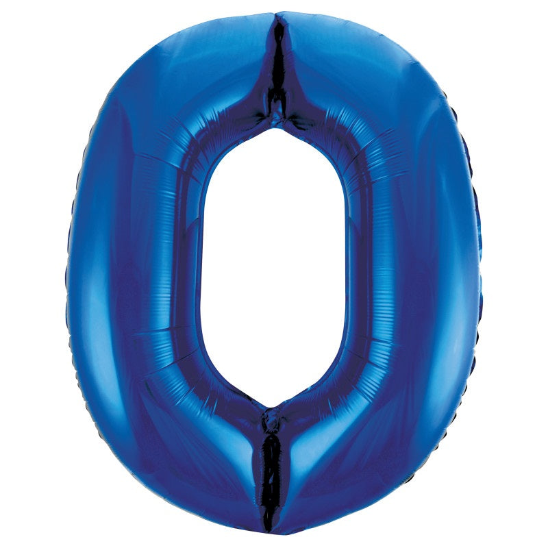 Royal Blue Number 0 Shaped Foil Balloon 34"  Packaged