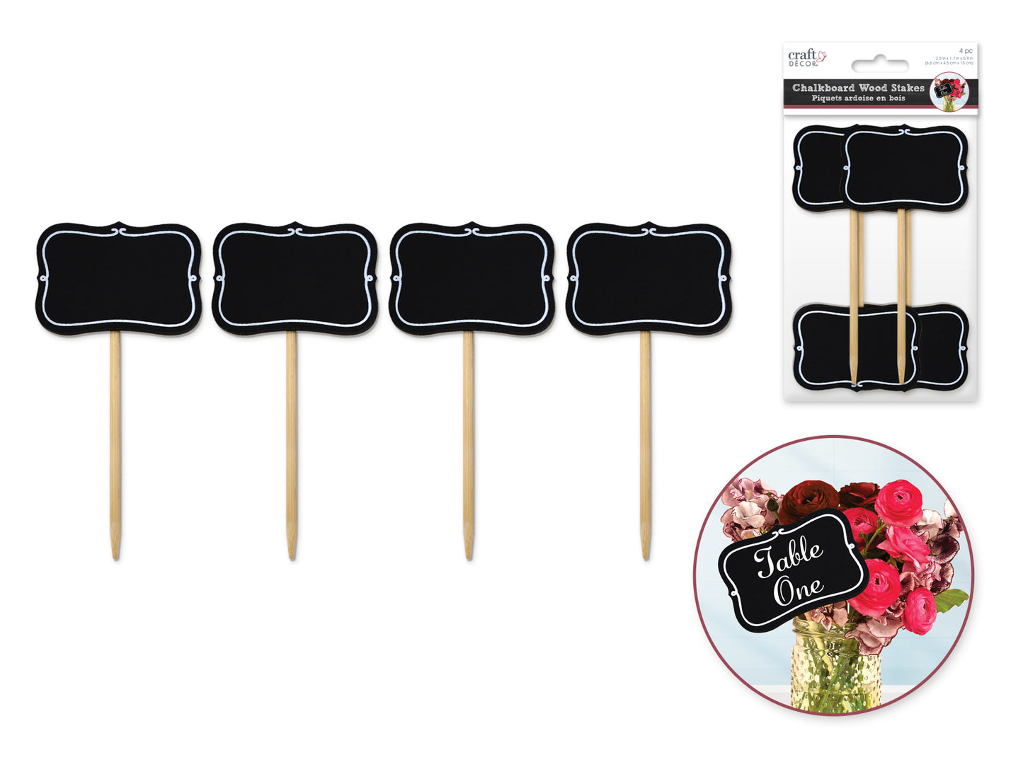 Craft Decor: Chalk-It-Up Wood Stakes 6.6cmx4.5cmx15cm 4pc B) Natural Bracket Border