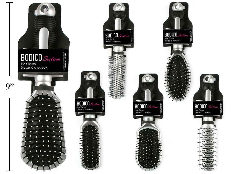Bodico 9" Pl. Hair Brush, 6 styles, plastic hanging tag(HZ)