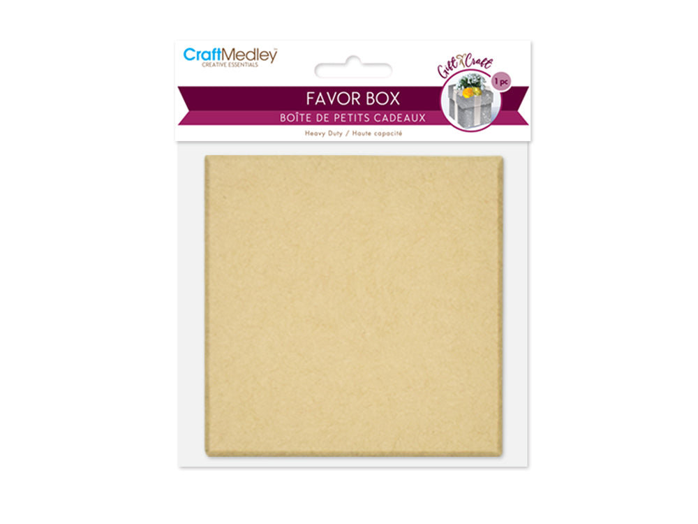 Gift Craft: 3.3"x3.3"x1.5" Heavy Duty Paper Favor Box B) Kraft
