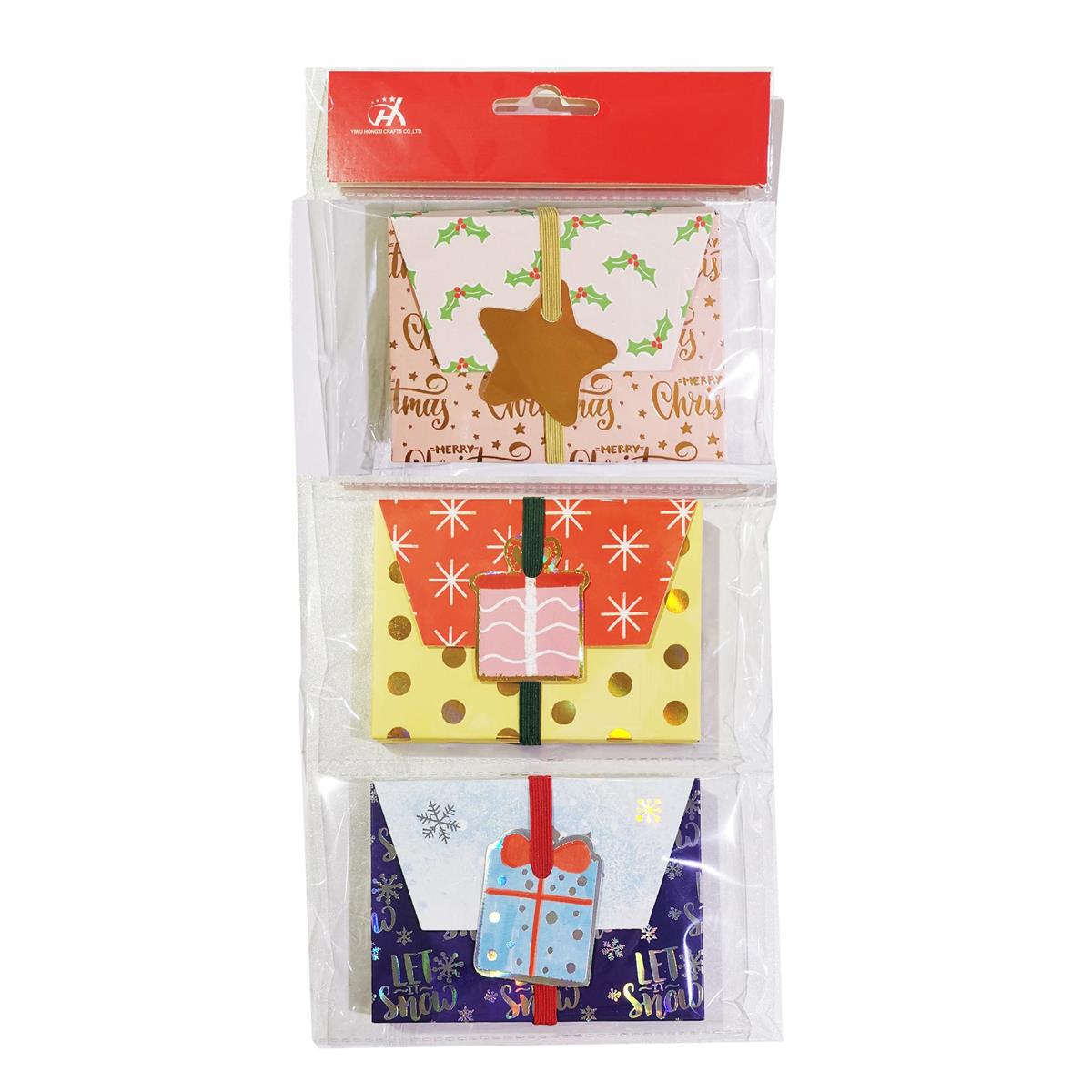 Paper T. 3pk Gift Card Holders, 3/s, polybag+header