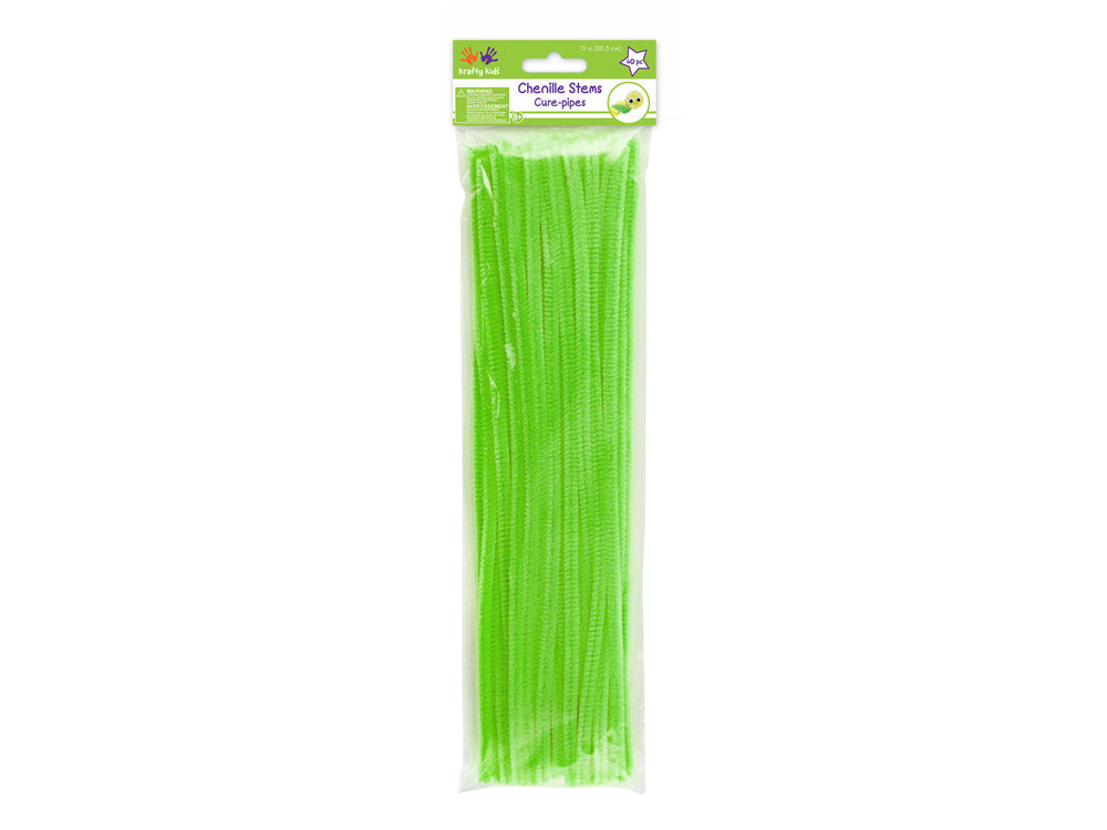 Chenille Stems: 6mmx30cm Standard Pipe Cleaners 40pc T) Lime Green