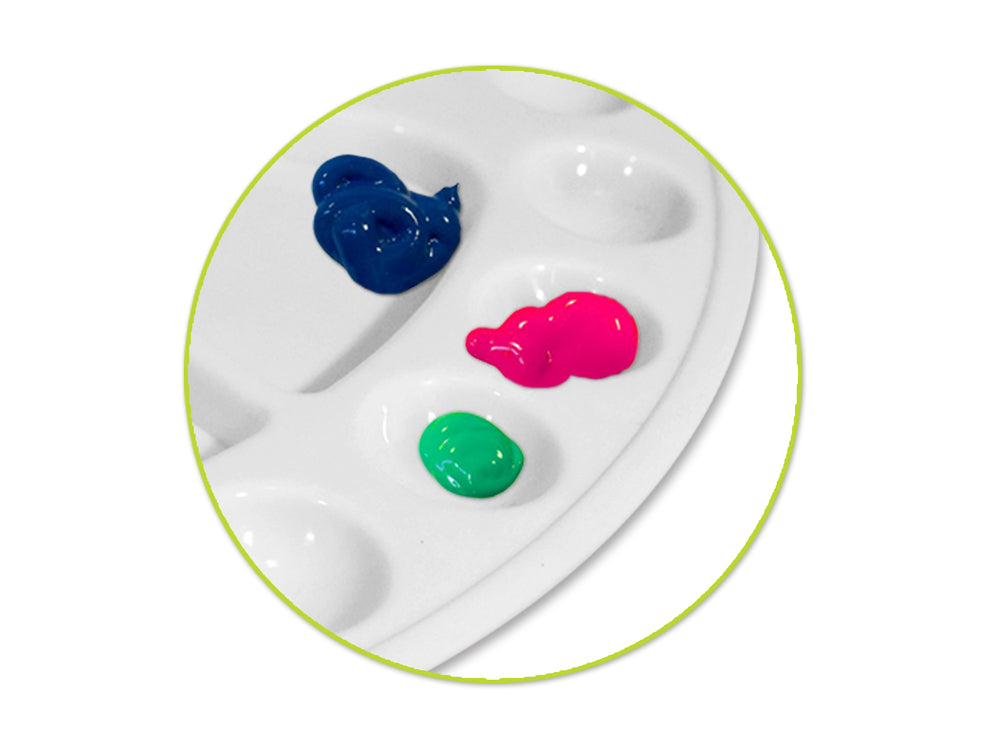 Color Factory Paint Palette: 8"x11.8" Plastic Oval 14-Well w/Thumbhole