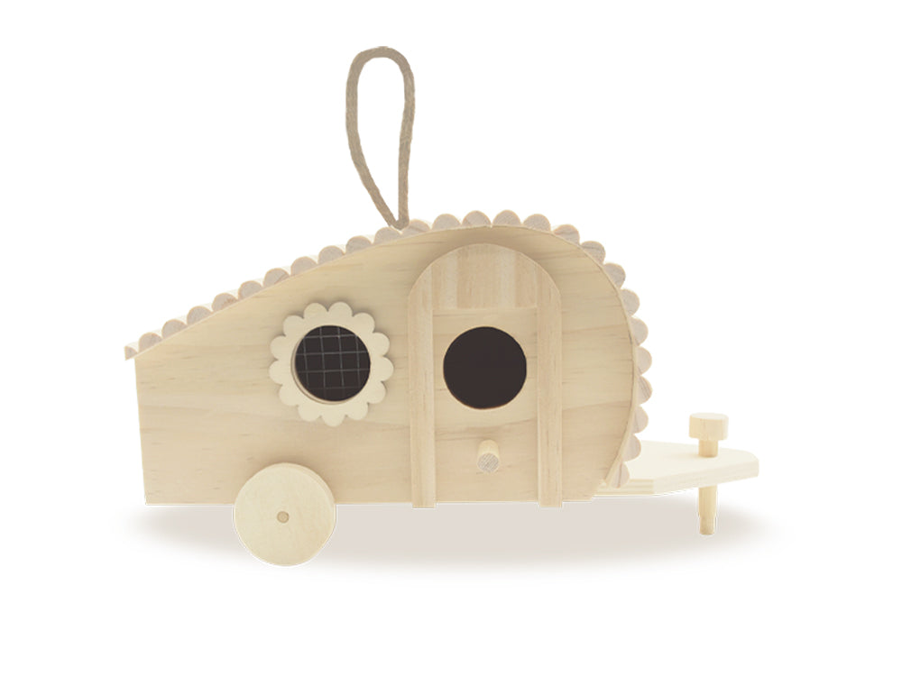 Wood Craft: 9"x3.9"x4.7" DIY Fifth Wheeler Camper w/Jute Cord