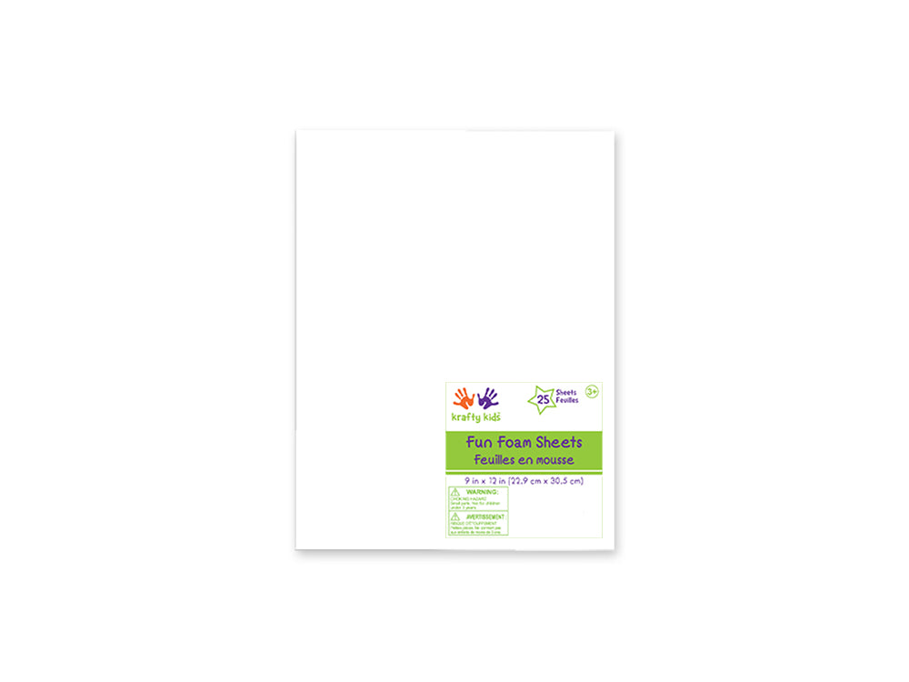 Fun Foam Sheets: One 9"x12" - 2mm(T) Barcoded Sheets I) White