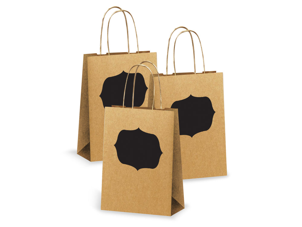 Party Craft: 5.25"x8.5"x3.5" Chalk-It-Up Gift/Treat Bags 3pk B) Kraft