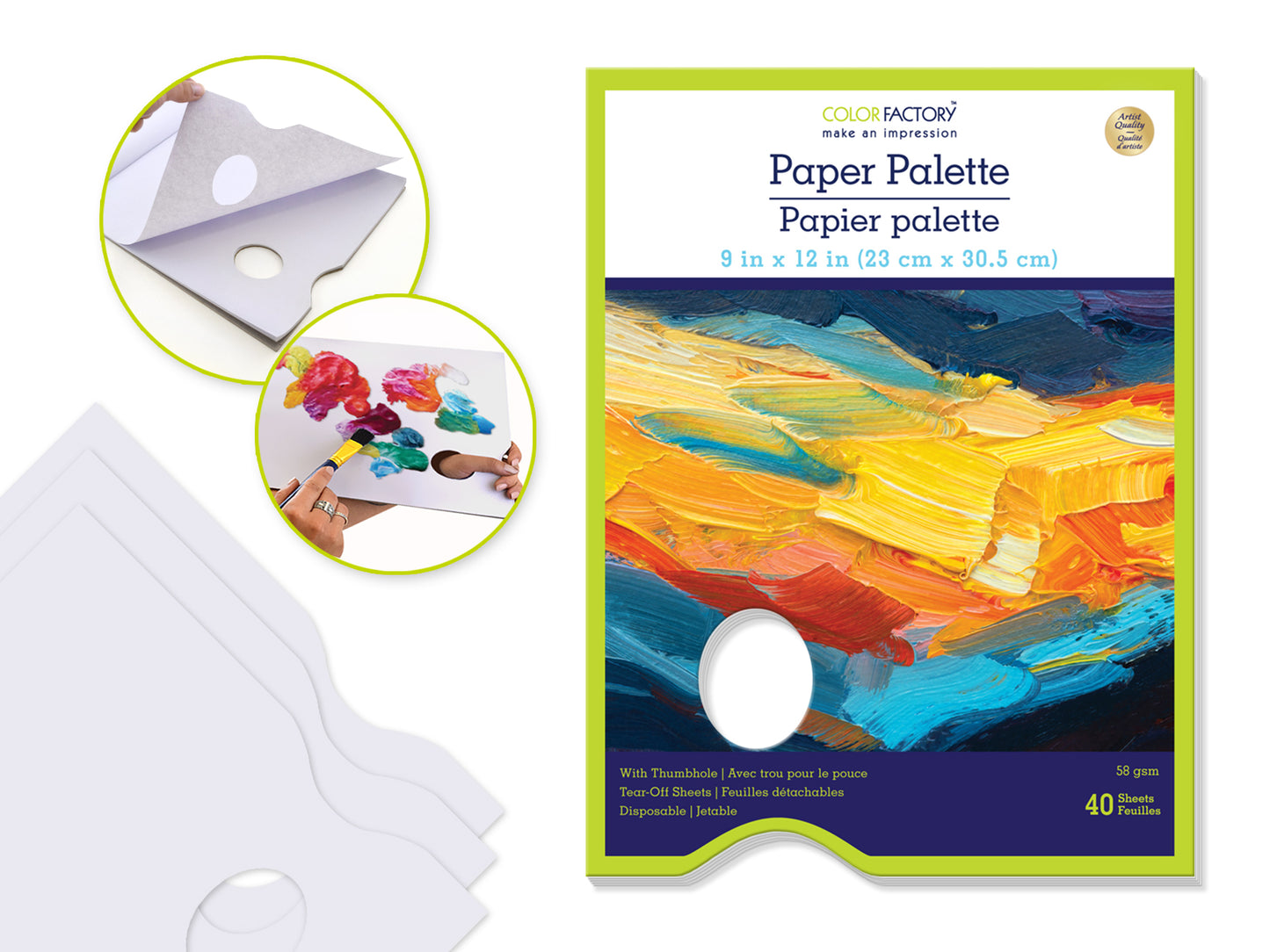 Color Factory: Paper Palette 9"x12" 40 Sheets w/Thumbhole 58gsm