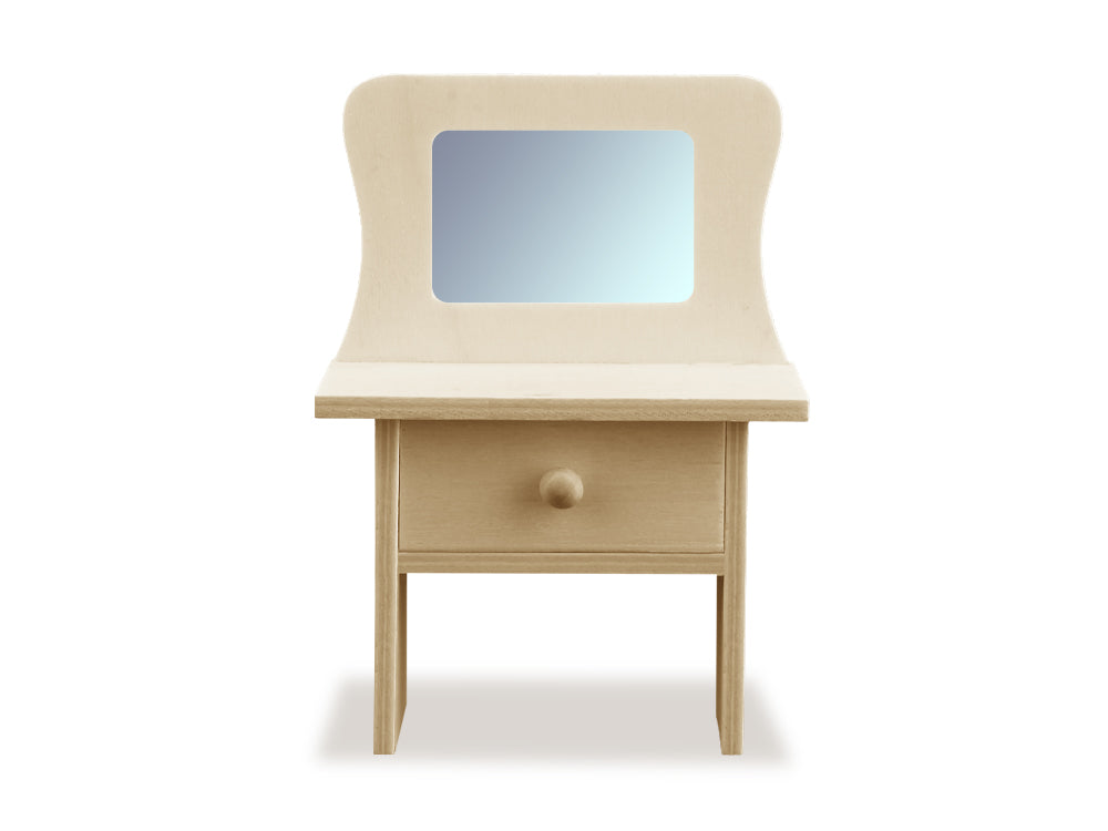 Wood Craft: 3.5"x2"x5.2" Mini DIY Dresser w/Acrylic Mirror