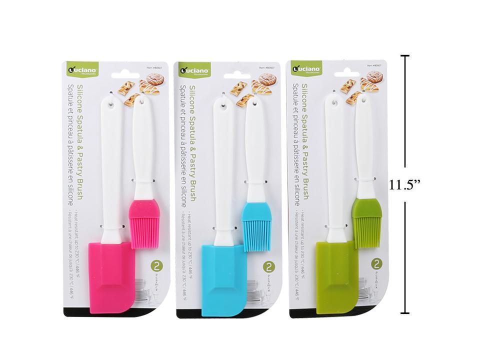Luciano 2-pc Silicone Spatula/ Pastry Brush,3 cols.,t.o.c.