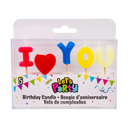 Let's Party " I LOVE YOU" Candle Set, 5-pk