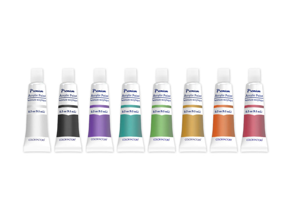 Color Factory: 76ml Premium Acrylic Specialty Paint Set 8x9.5ml Tubes A) Metallic