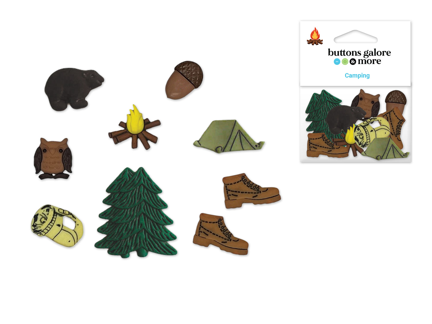 Buttons Galore & More: Craft & Sewing Novelty Buttons Asst 4001 Camping