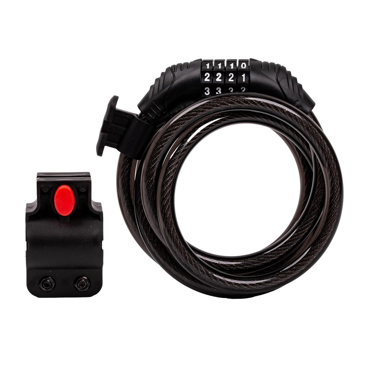 CYCLEPRO Spiral Lock w/4 digit Black, 9mm diameter x 5' length