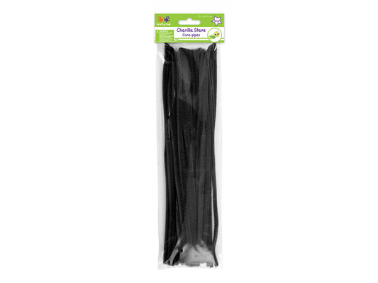 Chenille Stems: 6mmx30cm Standard Pipe Cleaners 40pc B) Black