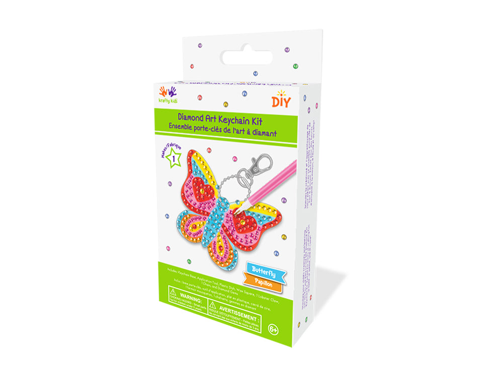 Krafty Kids Kit: Diamond Painting DIY Keychain Kit A) Butterfly