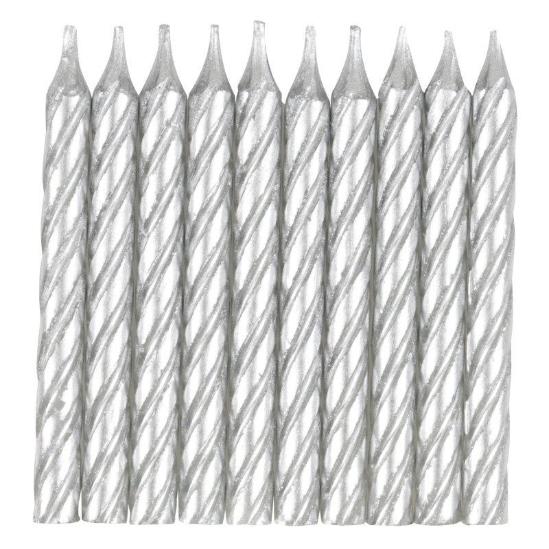 Silver Spiral Birthday Candles  10ct