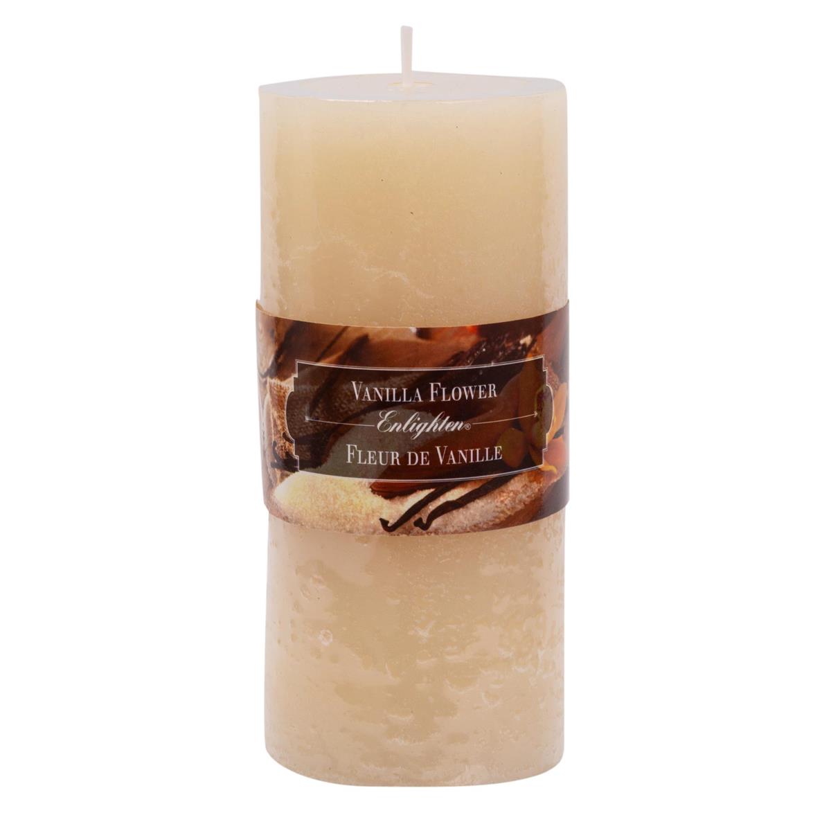 KG Enlighten 6" Scented Pillar Vanilla Flower, 72Hrs (Az)