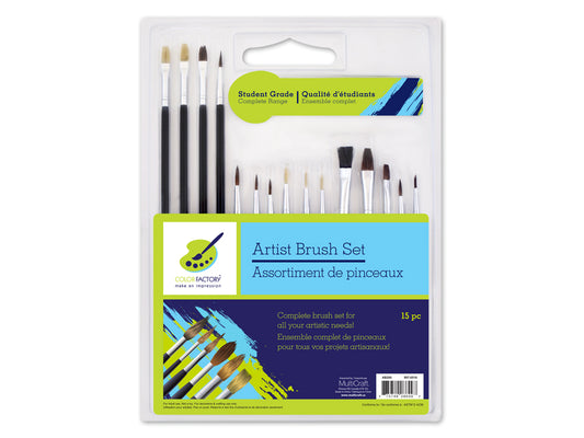 Artist Brush Set: Student Grade x15 Black Handle Complete Range