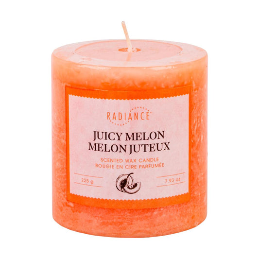 Frosted Scented Pillar Candle, 2.7"x 2.9", Juicy Melon