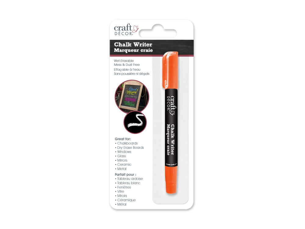 Craft Decor: Chalk Writer Blister-Carded F) Neon Orange
