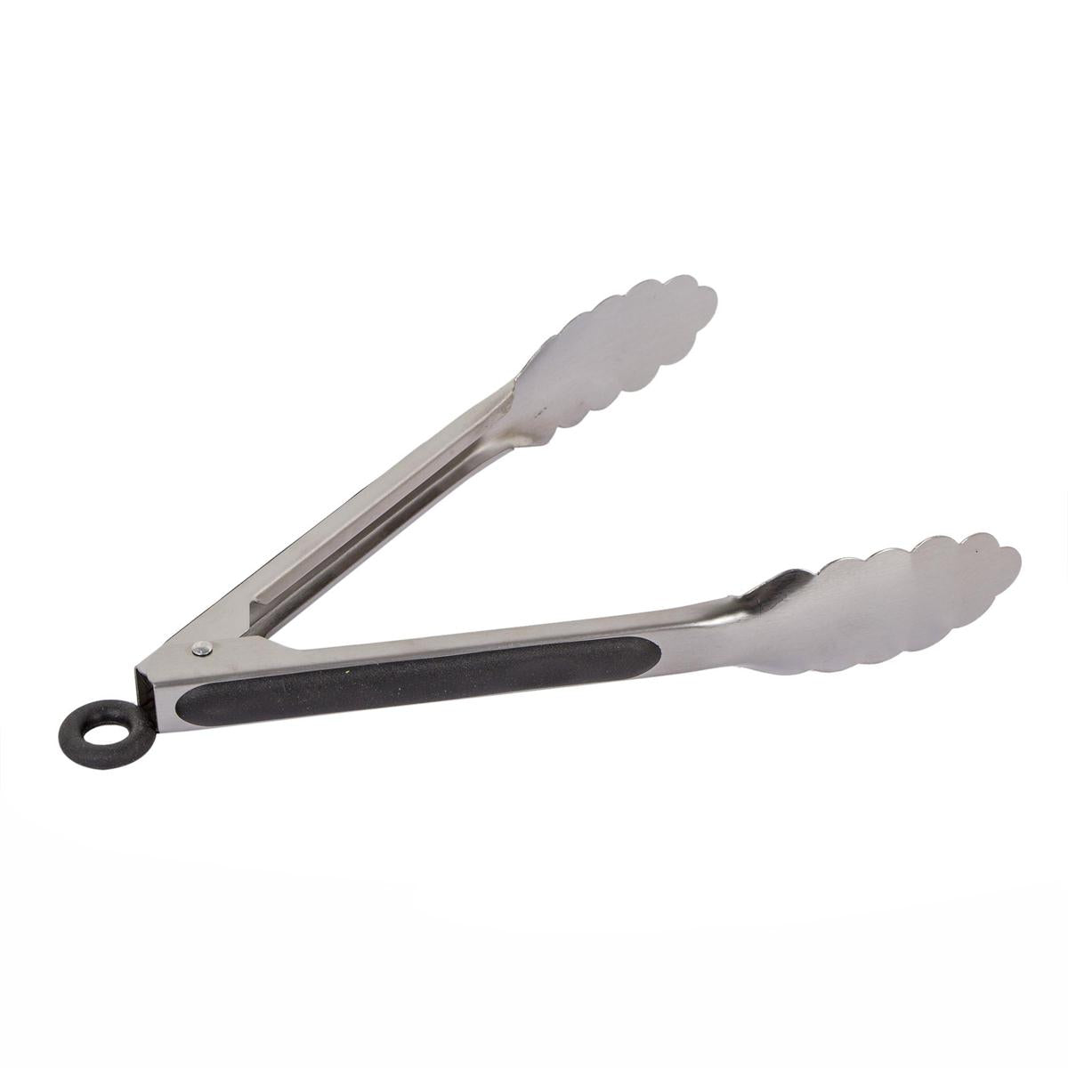 L.Gourmet 9.5" S/S Tongs w/ Rubber Cushion&Pull-lock,t.o.c.(CP)