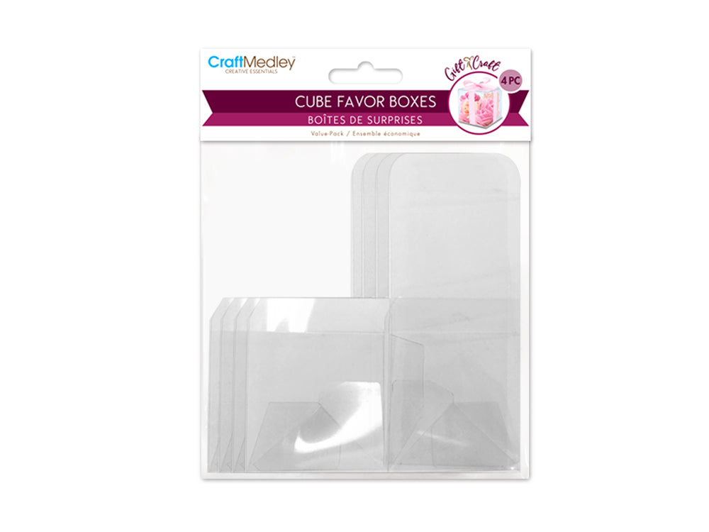 Gift Craft: PET Clear Cube Favor Box Value-Pack A) Sml 6cm 4pc