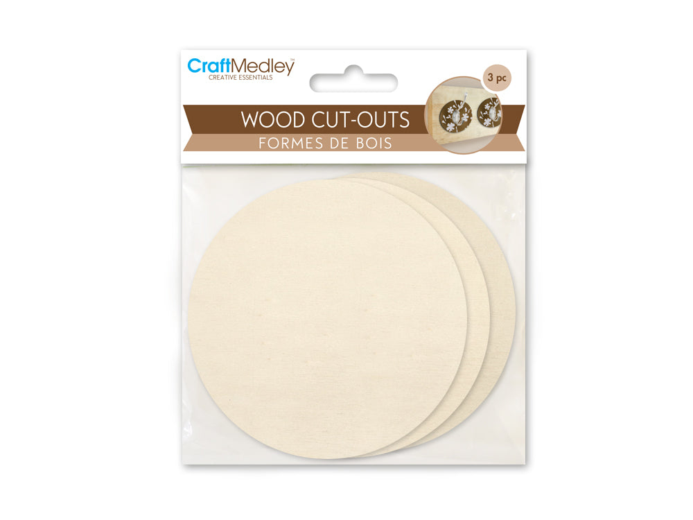 Craftwood: 3pc Wood Cut-Outs 6mm(T) 8.7*8.7cm B) Round