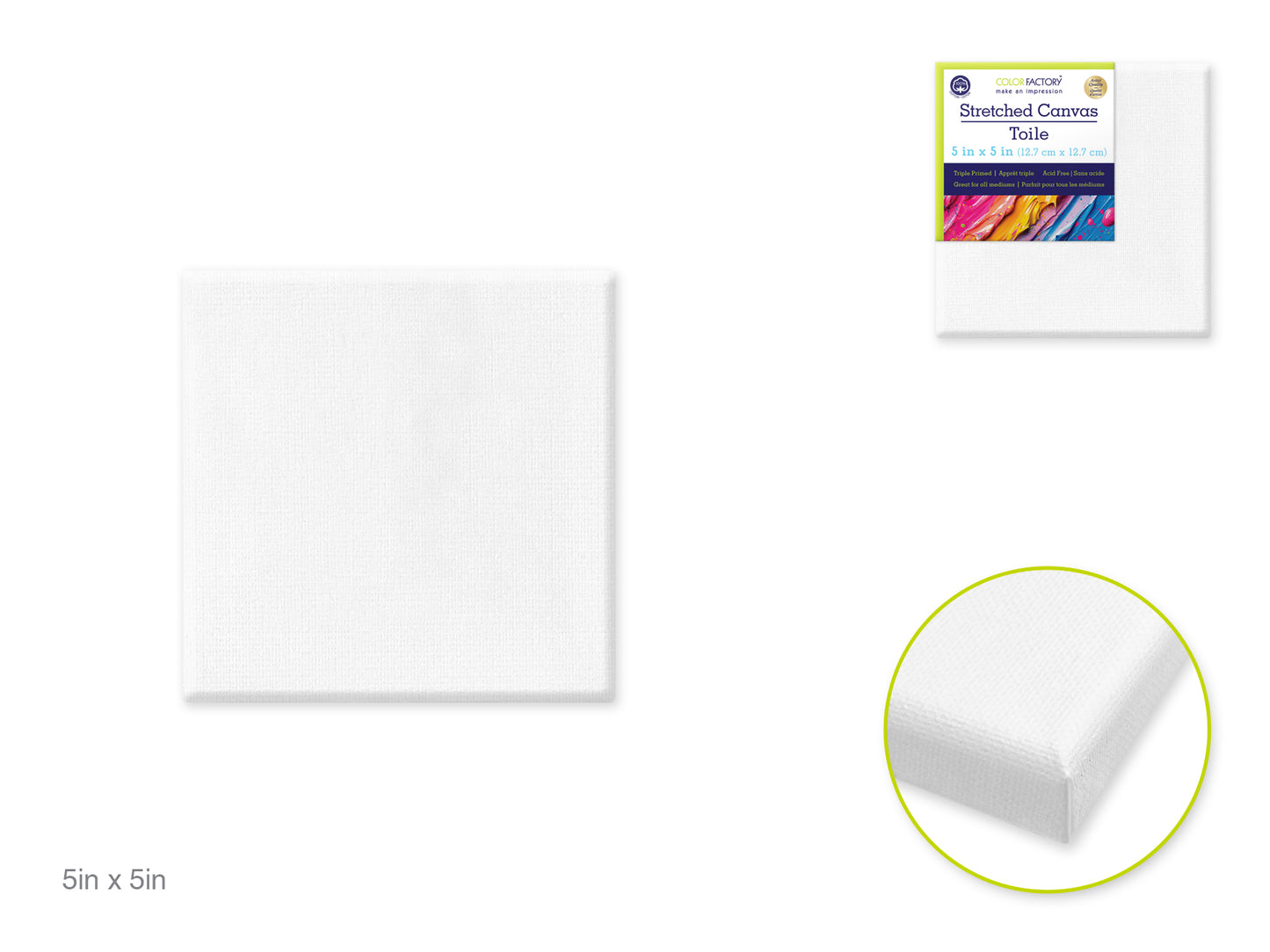 Stretch Artist Canvas: Square 5"x5" Primed Back-Stapled