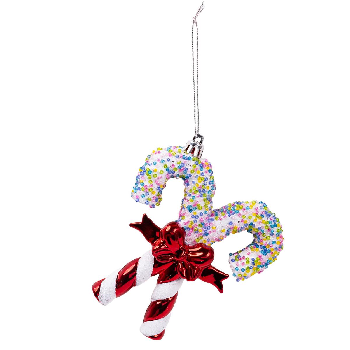 Deco N. Xmas Candy Cane Ornament, 4x5", cht