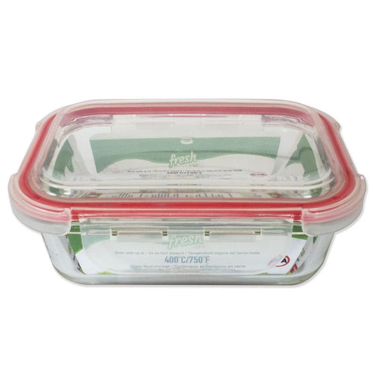 GLASS FOOD STORAGE CONTAINER RECTANGULAR 370ML