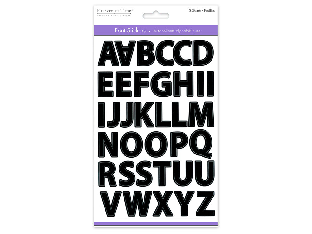 Paper Craft Sticker: 5.6"x8.7" Font Medley 2sheets G) Black Block Lrg. Cap 1 1/8"