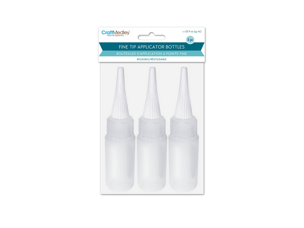 Plastic Bottles: 1.1 fl oz (33ml) Fine Tip Applicator Bottle w/lid x3