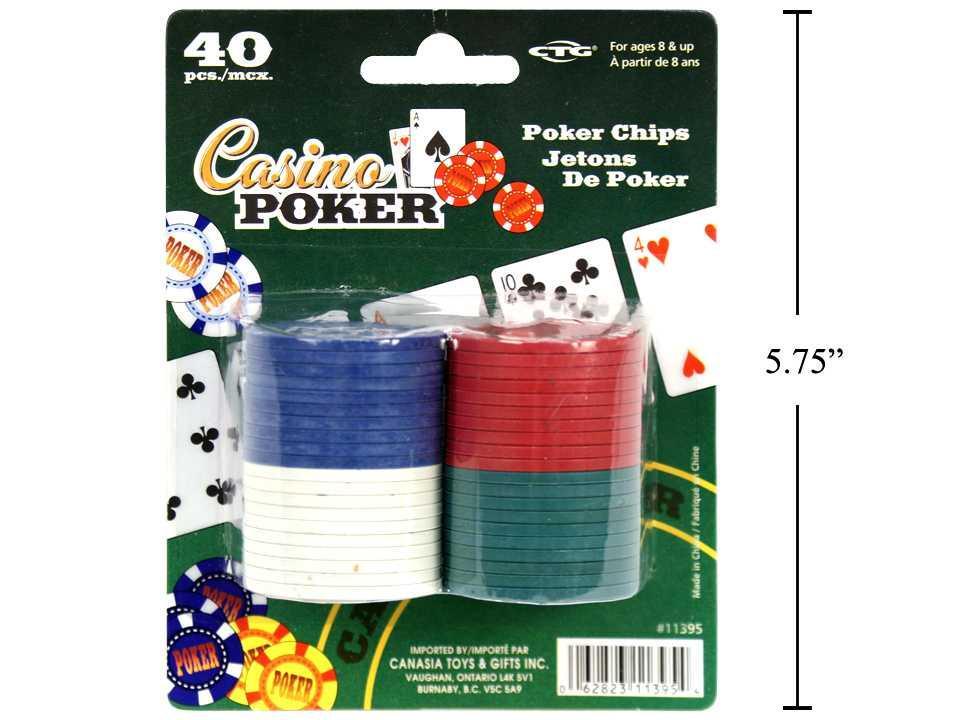 Casino Poker 40-pc Poker Chips, b/c