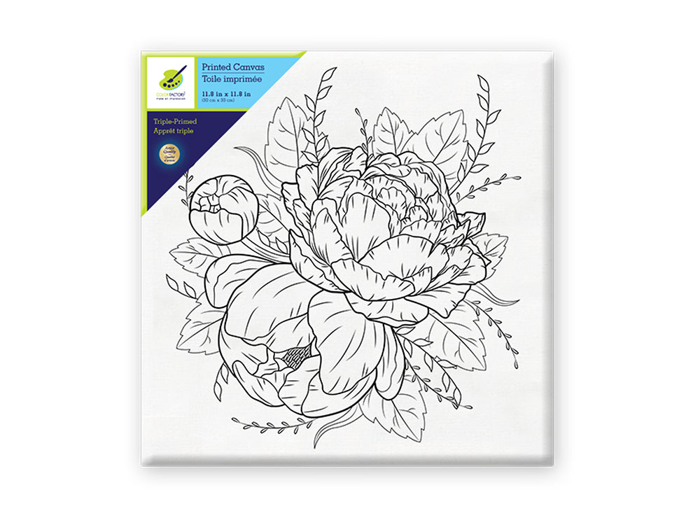 Stretch Artist Printed Canvas: 12"x12" Primed Back-Stapled I) Floral Bloom
