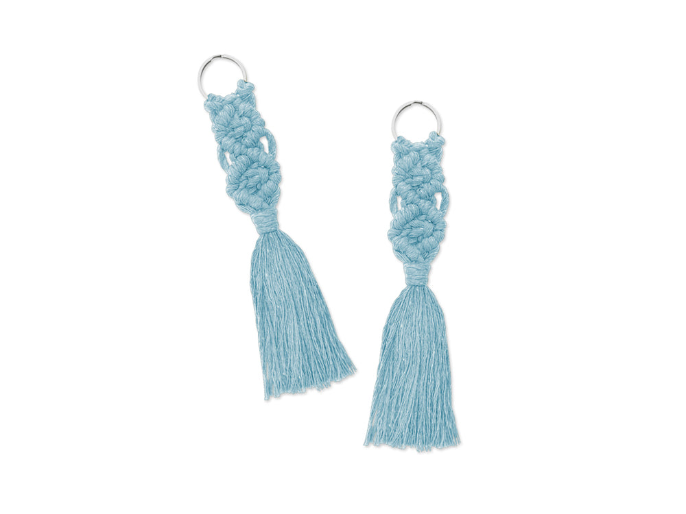 Needlecrafters: DIY Macramé Keychain Kit w/Key Ring~ Makes 2 D) Blue