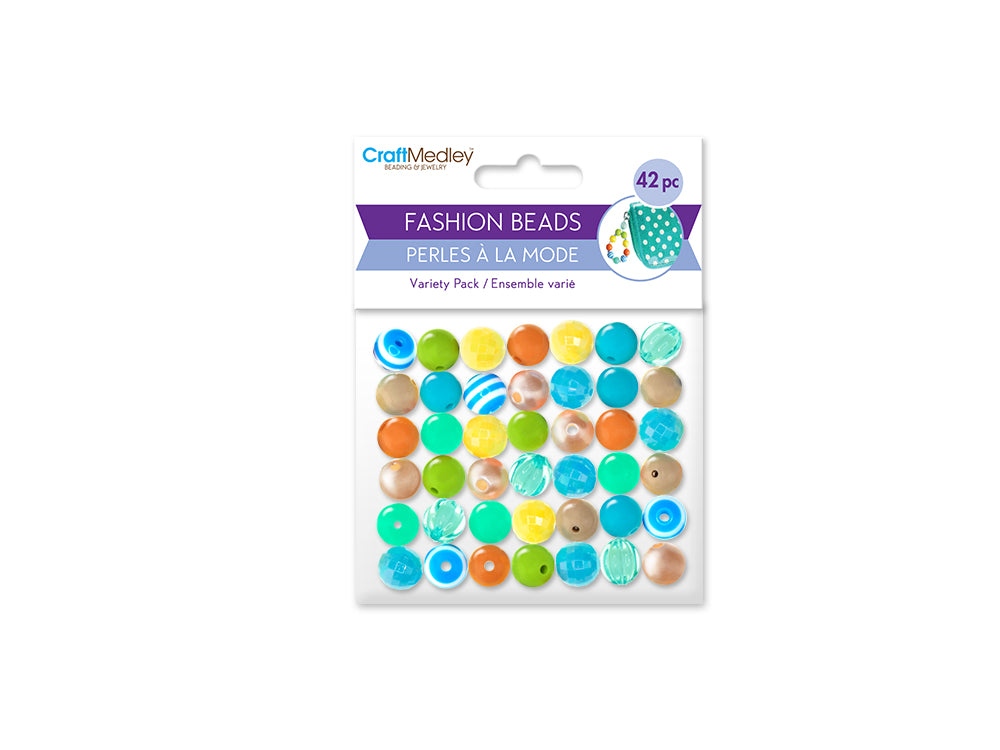 Plastic Fashion Beads: 42-45pc Posh Mix-Packs A) Seaside