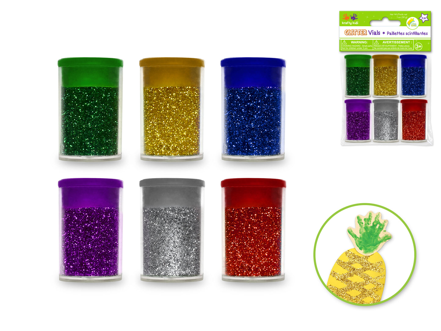 Twinkle Town: 30g Glitter Vials 6x5g Asst w/Cap A) Metallic Asst